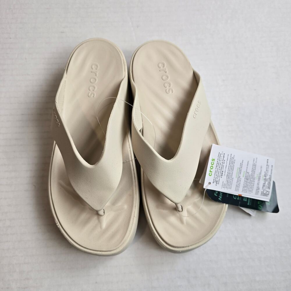 Crocs Getaway Platform Flip Size W11 Stucco Wedge Flip Flops Sandals 209410-160